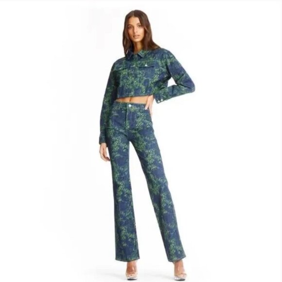 I.AM.GIA Sinead Jacket Green Tiger Crop Jean Jacket Animal Print Cotton Top XS - Picture 5 of 16